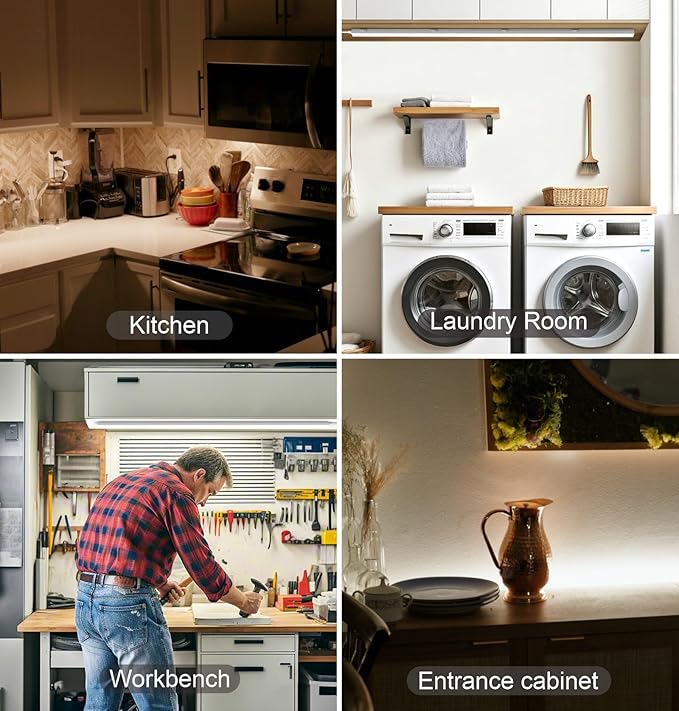 Under Cabinet Lighting Plug in, 32 Inch 1 Pc, Linkable AC120V 3CCT 3000K/4000K/5000K Ultra Slim, LED Under Cabinet Lights for Counter Light, Kitchen, Shelf, Sink, Workshop, Desk, White