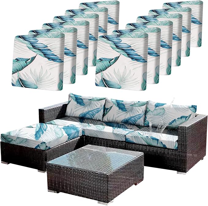 CALBODE 12Pcs Stretch Patio Cushion Covers Outdoor Couch Cover Replacement by CALBODE