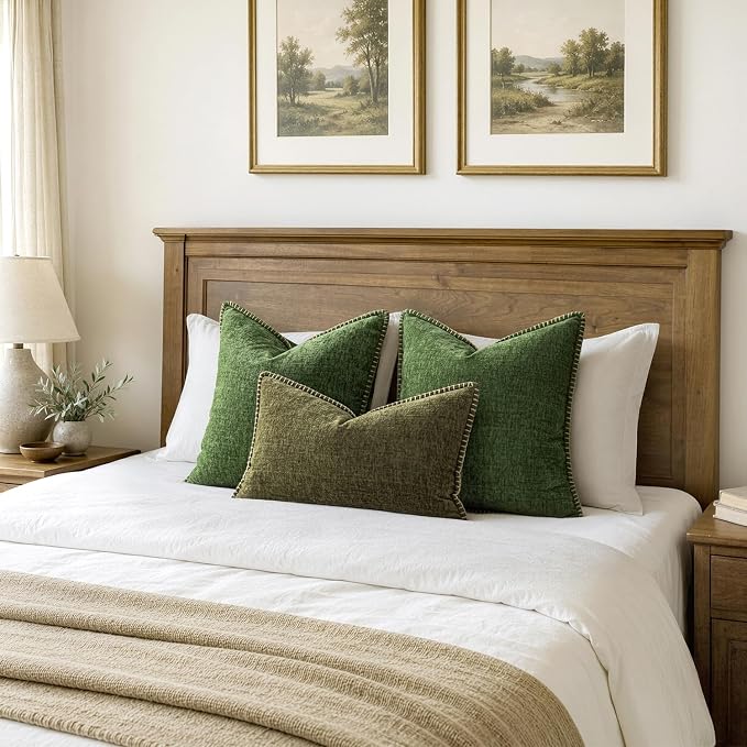 MIULEE Decorative Euro Sham Pillow Covers 24x24 Inch Forest Green 2 Pack | - Image 6