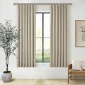 Burlywood Birch 63 Inch Blackout Pleated Linen Curtains by Twodrapes