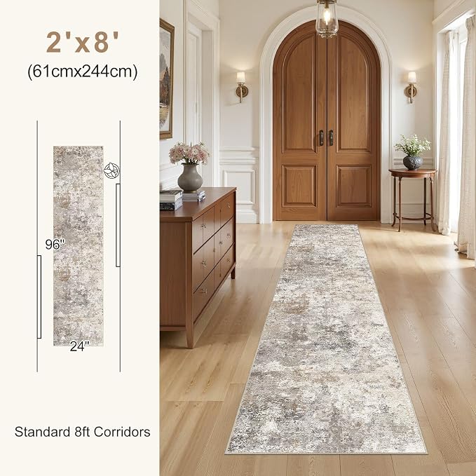 UERMEI 2x8 Washable Runner Rug for Hallway, Non Slip Low Pile Kitchen Carpet - Image 6