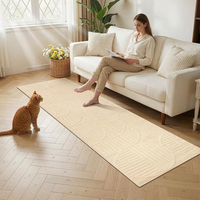 Findosom Washable Runner Rug 2x10, Geometric High-Low Textured Non Slip Hallway - Image 6