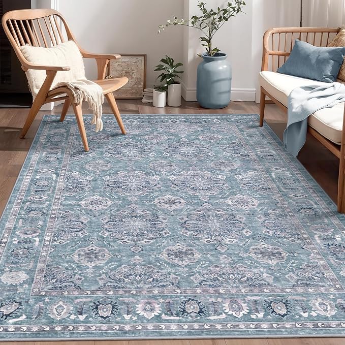 SERISSA 4x6 Washable Non Slip Floral Boho Area Rug - Image 5
