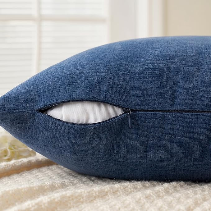 MIULEE Navy Blue Chenille Couch Throw Pillow Covers, 16x16 | Set of 2, Soft - Image 5