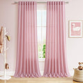 Rose Linen Curtains 108 Inches Long 2 Panels Set by Nanspring