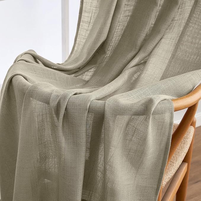 MIULEE Oatmeal Linen Curtains 52x84 Inch 2 Panels - Image 6