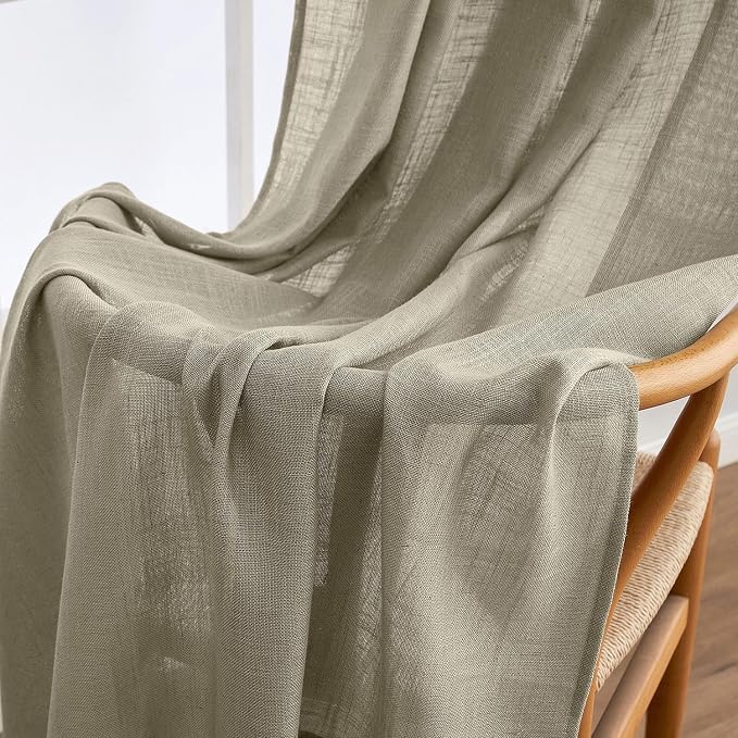 MIULEE Oatmeal Linen Curtains 52x90 Inch Long 2 Panels - Image 6