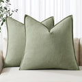 MIULEE Decorative Linen Pillow Covers 18x18 Inch Sage Green | Boho Farmhouse​ by MIULEE