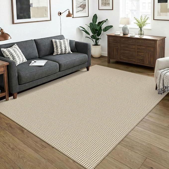 KOZYFLY Washable 5x7 Living Room Rug, Non Slip Woven Area Rugs, Braided Floor by KOZYFLY