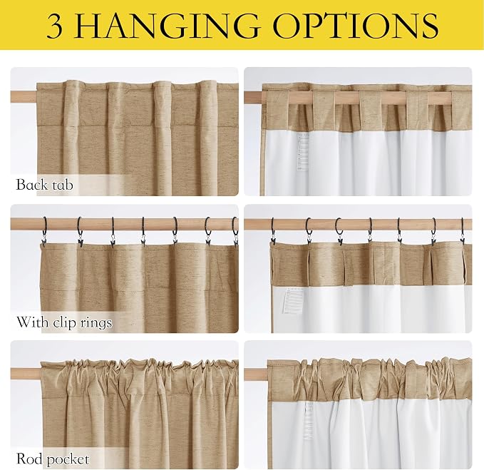 NICETOWN 100% Blackout Linen Curtains - Image 6