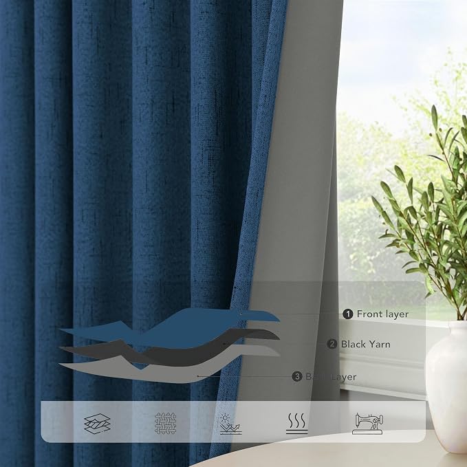 Navy Blue Small Blackout Curtains - Image 5