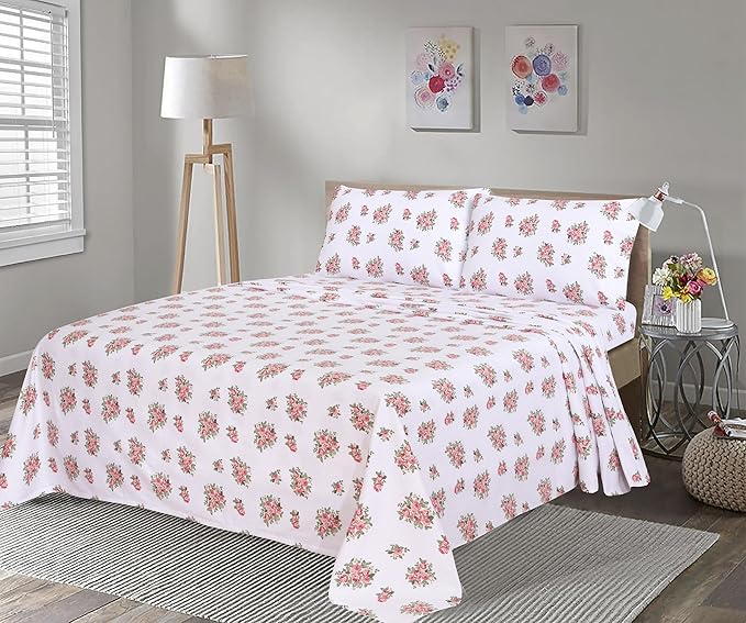 RUVANTI Flannel Sheets Full Size - 100% Cotton Double Brushed Bed Sheets Set, Deep Pockets 16 Inches, All Seasons Breathable & Extra Soft Full Sheets, Warm & Cozy, 4 Piece, Bali