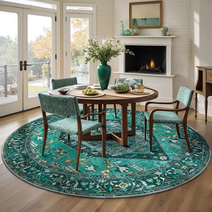 SERISSA 5ft Washable Non Slip Round Boho Area Rug - Image 2