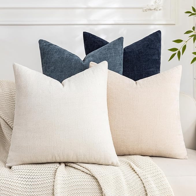 Set of 4 Soft Textured Decorative Throw Pillow Covers 16x16 Inch Cozy Farmhouse by Cozoomy
