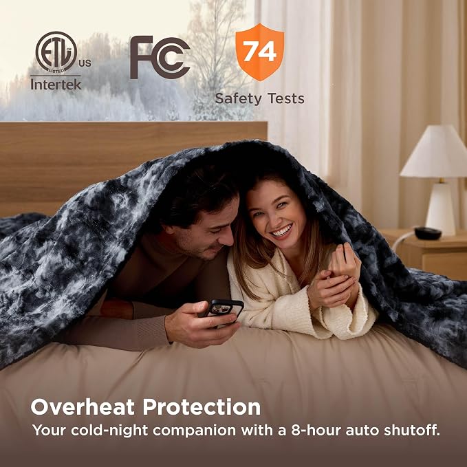Bedsure Faux Fur Electric Blanket Queen Size, Dual Control Heated Blanket Queen - Image 7