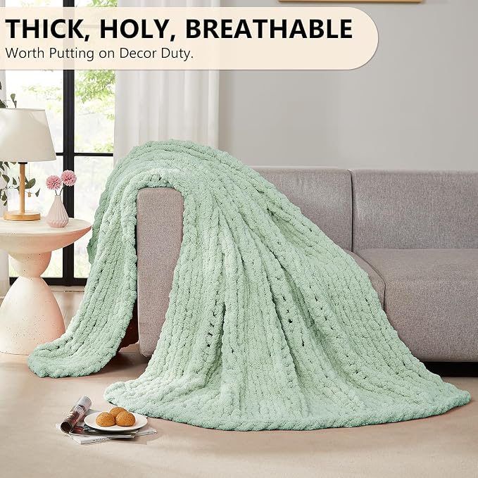 L'AGRATY Chunky Knit Throw Blanket - Image 5