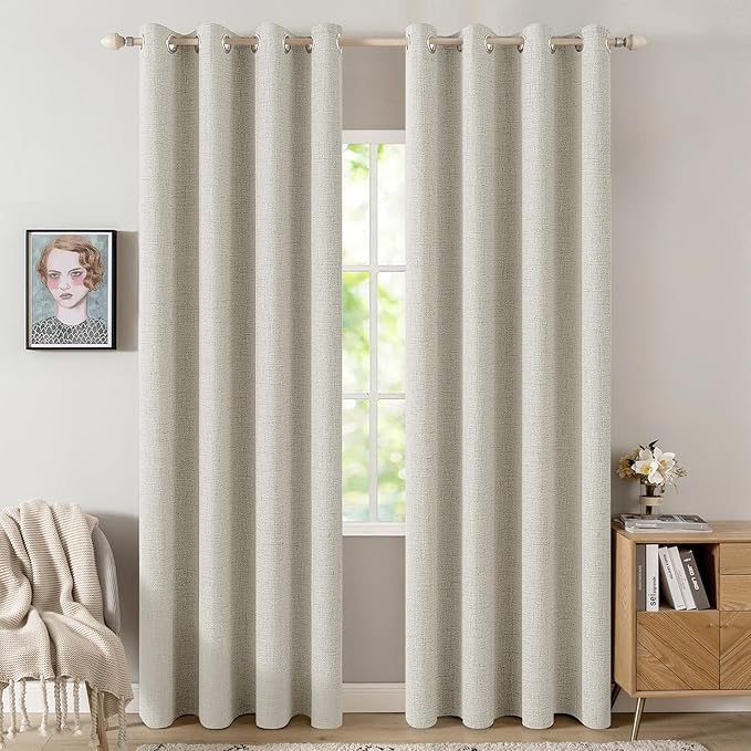 MIULEE 100% Blackout Linen Curtains by MIULEE