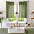 BGment Olive Green Linen Curtains 36 Inches Long by BGment