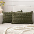 MIULEE Lumbar Corduroy Decorative Throw Pillow Covers 12x20 Olive Green | Pack by MIULEE