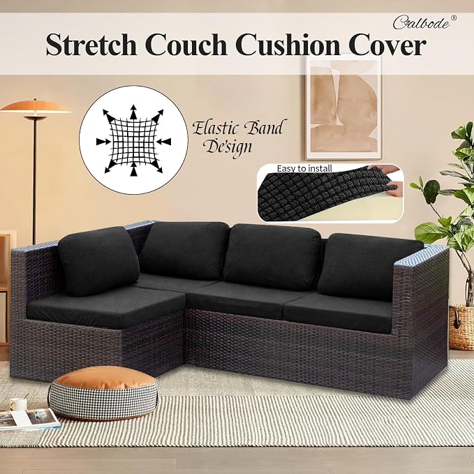 CALBODE 12Pcs Outdoor Stretch Cushion Covers, Waterproof Outdoor Chair Cushion - Image 7