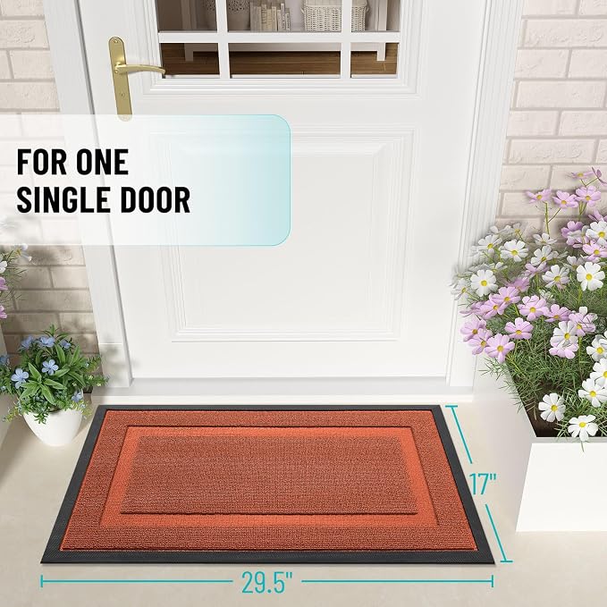 OLANLY Front Door Mat Outside 29.5x17, All-Season Heavy-Duty Rubber Doormat | - Image 2