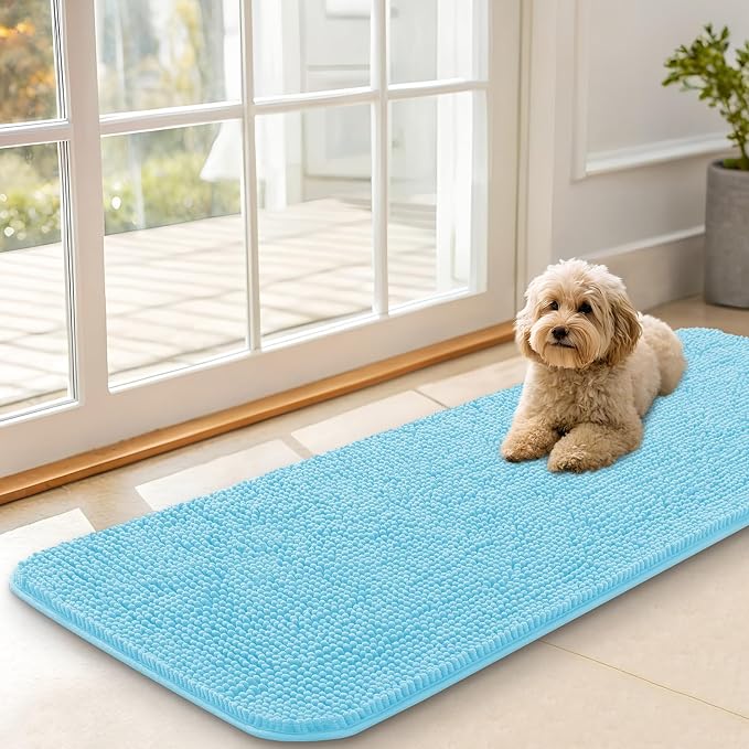 OLANLY Dog Door Mat for Muddy Paws 47x17, Super Absorbent Chenille Mud Mat | by OLANLY