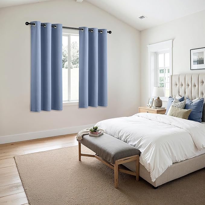 MIULEE Blackout Curtains for Bedroom 2 Panels 40 x 45 Inch Long Denim Blue | - Image 6