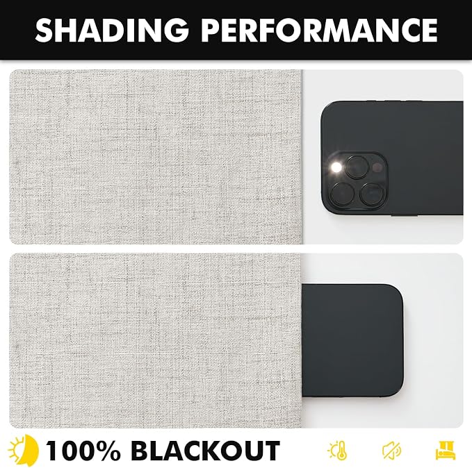 MIULEE 100% Blackout Linen Curtains 42 x 90 Inch Cream White 2 Panels | Thermal - Image 7