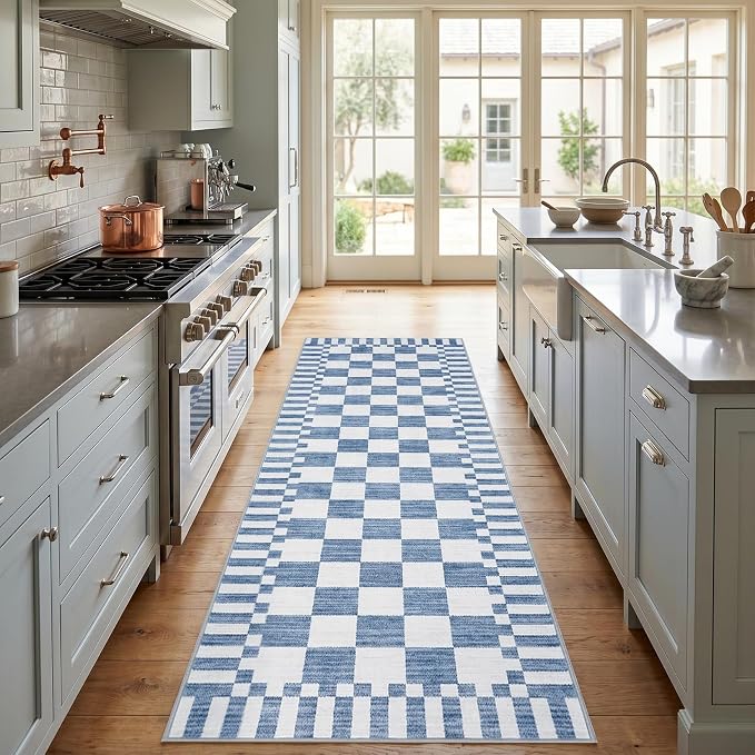 GarveeHome 2.5x8 Checkered Kitchen Runner Rug by GarveeHome
