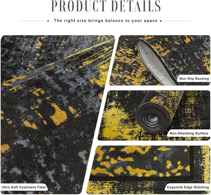 Round Area Rug Living Room: 5 ft Modern Washable Indoor Carpet | - Image 5