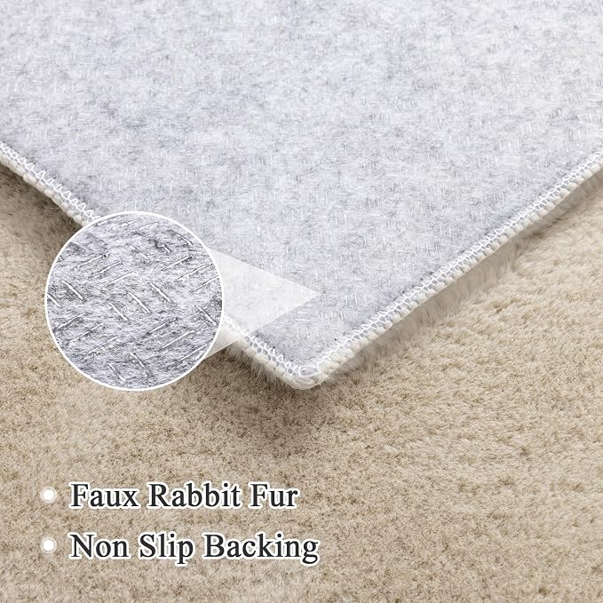 SHACOS Ultra Soft Faux Rabbit Fur Area Rug 4'x6', Non Slip Washable Padded - Image 2