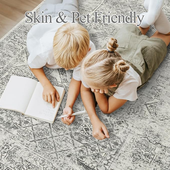 Soalmost 6x9 Area Rug for Living Room Washable Non-Slip Rugs Light Gray | - Image 6