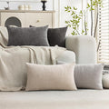 Set of 4 Soft Textured Decorative Throw Pillow Covers 12x20 Inch Cozy Farmhouse by Cozoomy