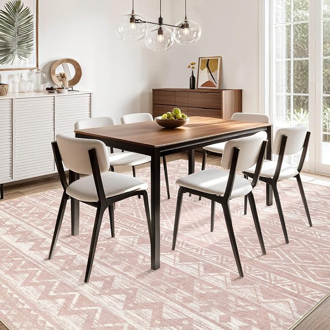 cotiled 6x9 Area Rugs for Living Room: Boho Washable Rug for Dining Room | - Image 6