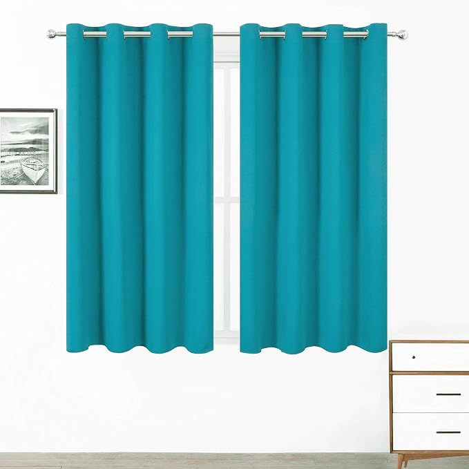 Turquoise Thermal Blackout Curtains/52 x 72 Inch/Set of 2 Panels Room Darkening by Lemomo