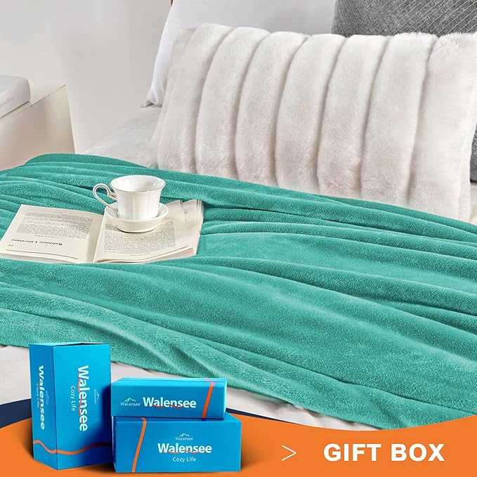 Walensee Fleece Blanket Plush Throw Fuzzy Lightweight (Throw Size 50x60 Turquoise) Super Soft Microfiber Flannel Blankets for Couch, Bed, Sofa Ultra Luxurious Warm and Cozy for All Seasons