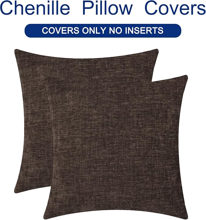CaliTime Decorative Couch Throw Pillow Covers 18 X 18 Inches Coffee | Pack of 2 - Image 6
