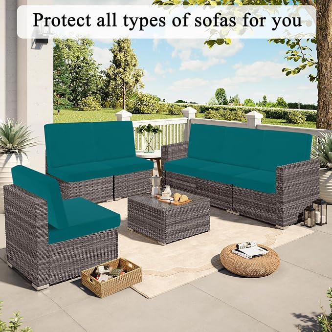 HEBE Outdoor Cushion Covers 12 Pcs, Stretch Patio Sofa Couch Cushion Cover | - Image 8