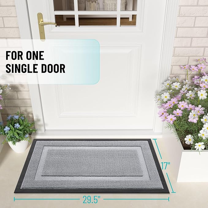 OLANLY Front Door Mat Outside 29.5x17, All-Season Heavy-Duty Rubber Doormat | - Image 2