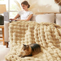L'AGRATY Faux Rabbit Fur Throw Blanket by LAGRATY