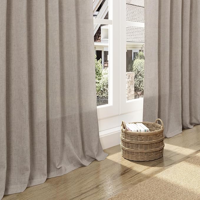 Extra Long 120 Inch Curtains for Living Room Ecru Flax Linen Light Filtering - Image 5