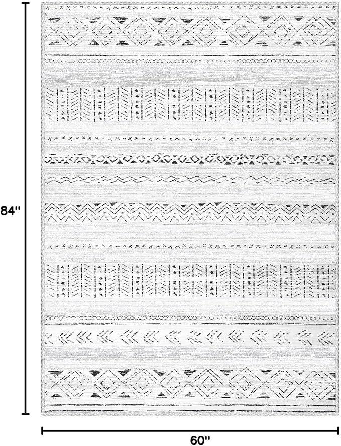 cotiled Washable Area Rugs Boho Living Room Rug Non Slip | Solve Modern Neutral - Image 2