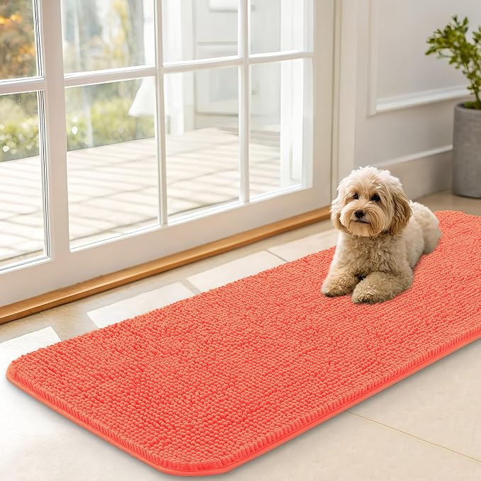 OLANLY Dog Door Mat for Muddy Paws 47x17, Super Absorbent Chenille Mud Mat | by OLANLY