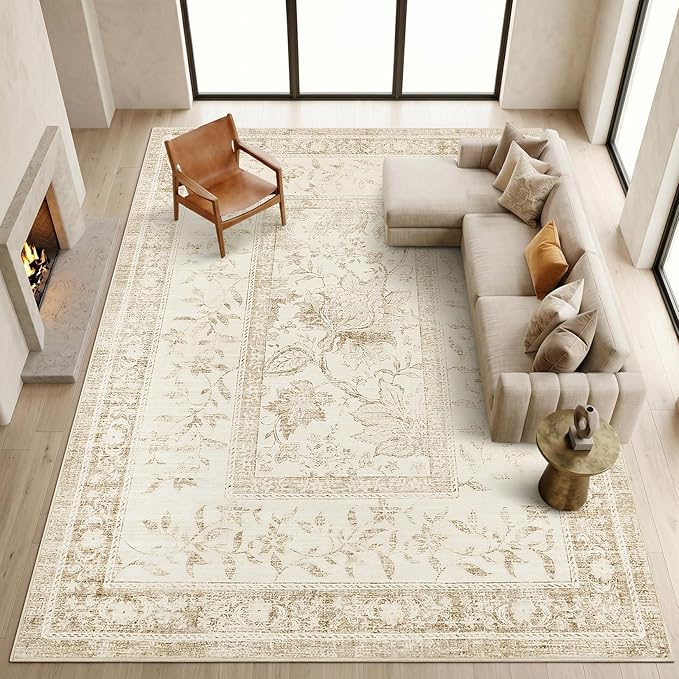 GarveeHome Vintage Beige Area Rug 9x12 by GarveeHome
