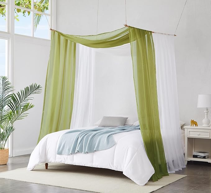 Warm Home Designs 30 Feet Long Sheer Sage Green Window Scarf. These XXL Length Valance Window Scarves 54 X 360 Inches in Size. Great as Bed Canopy or Wedding Arch Draping Fabric. AM Sage 360"