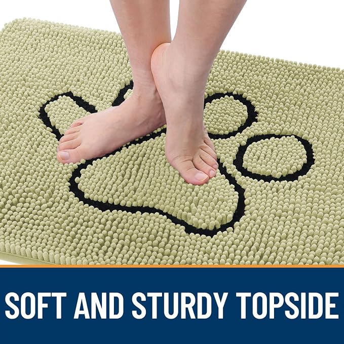 OLANLY Dog Door Mat for Muddy Paws 30x20, Paw Print Design Chenille Mud Mat | - Image 4