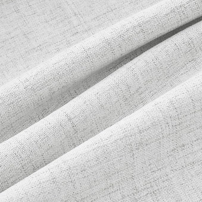 MIULEE 100% Blackout Linen Curtains 42 x 63 Inch Heathered White 2 Panels | - Image 9