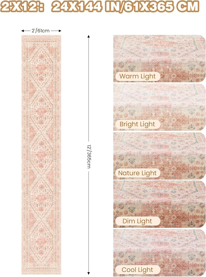 Hallway Runner Rug 2x12 Extra Long Washable Runner, Non Slip Runner - Image 2