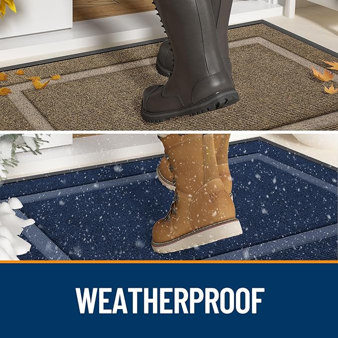 OLANLY Front Door Mat Outside 47x23, All-Season Heavy-Duty Rubber Doormat | - Image 3