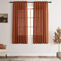 Terracotta Linen Curtains 63 Inches Length 2 Panels by Nanspring